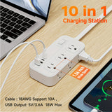 5 Ft Surge Protector 4 USB Ports 6 AC Outlets Flat Plug Compact Power Strip