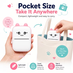 TM-0141	 | Pocket Thermal Printer Wireless Inkless Mini Printer for Labels Stickers Photos