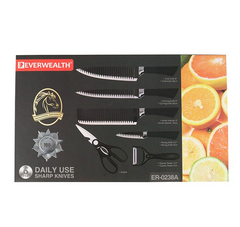 High End 6-Piece Stainless Steel Kitchen Knife Set Non-Stick Coating