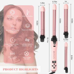 TM-0037 | BESTAUTY  Hair Curler Ceramic Curling Iron Wand Set With Interchangeable Ceramic Barrel