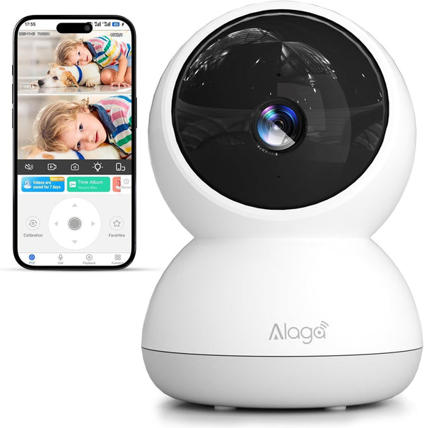 TM-0033 | Indoor Camera, 2K HD Indoor Security Camera, 360° Pan/Tilt Pet Camera, 2-Way Audio, Siren, Night Vision
