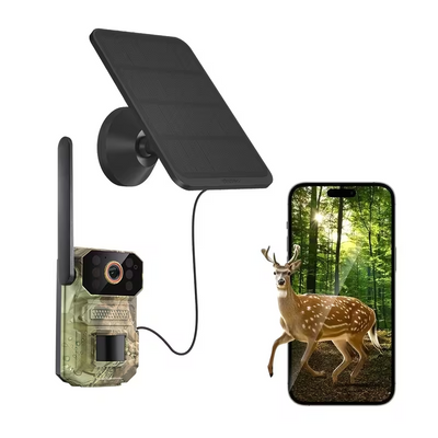 TM-0087 | Trail Camera 4G LTE Cellular USB And Solar Panel Charging, Night Vision, Two-Way Audio
