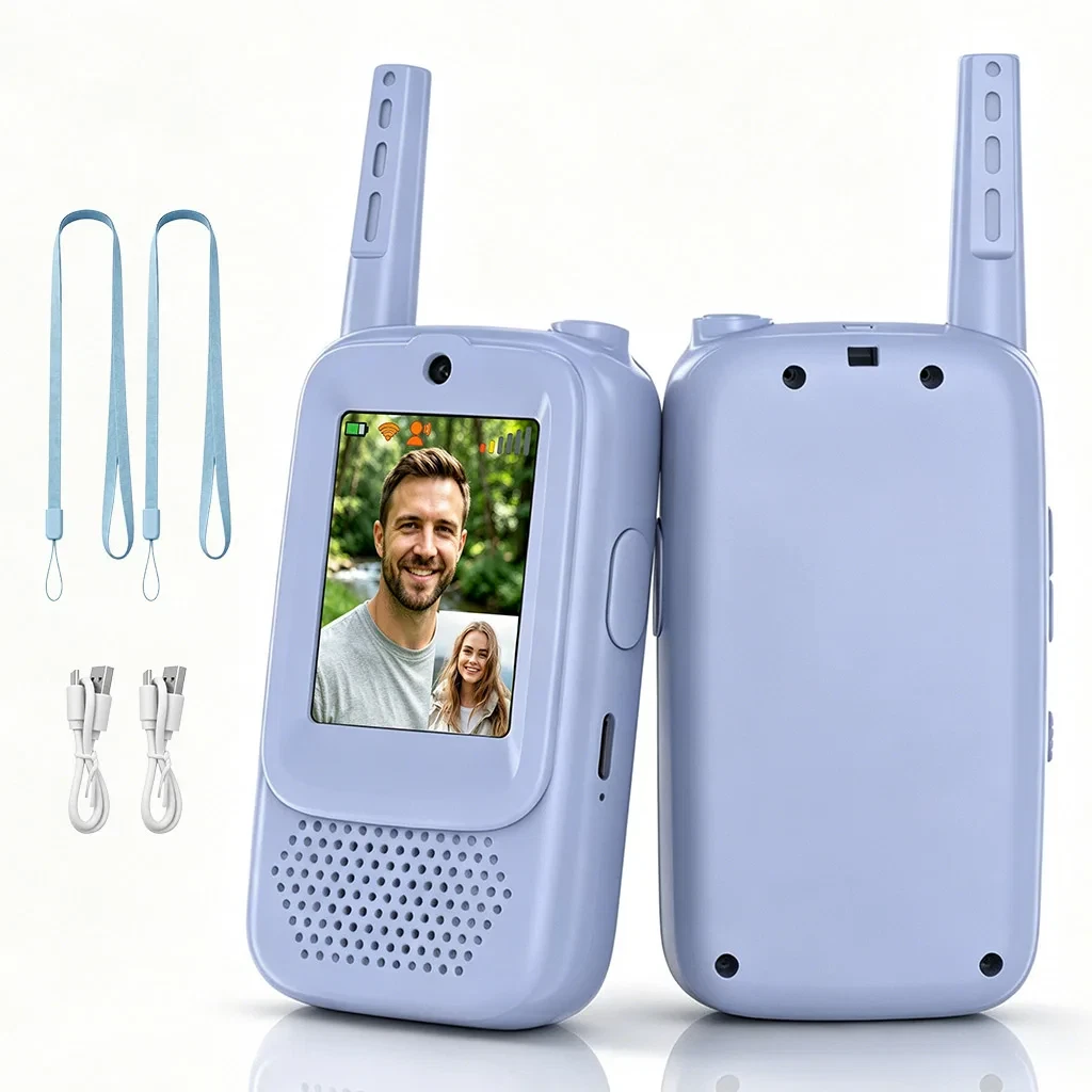 Video Walkie Talkie with 4 Funny Voice Effects, No WiFi Needed, Long Range 600FT Outdoor